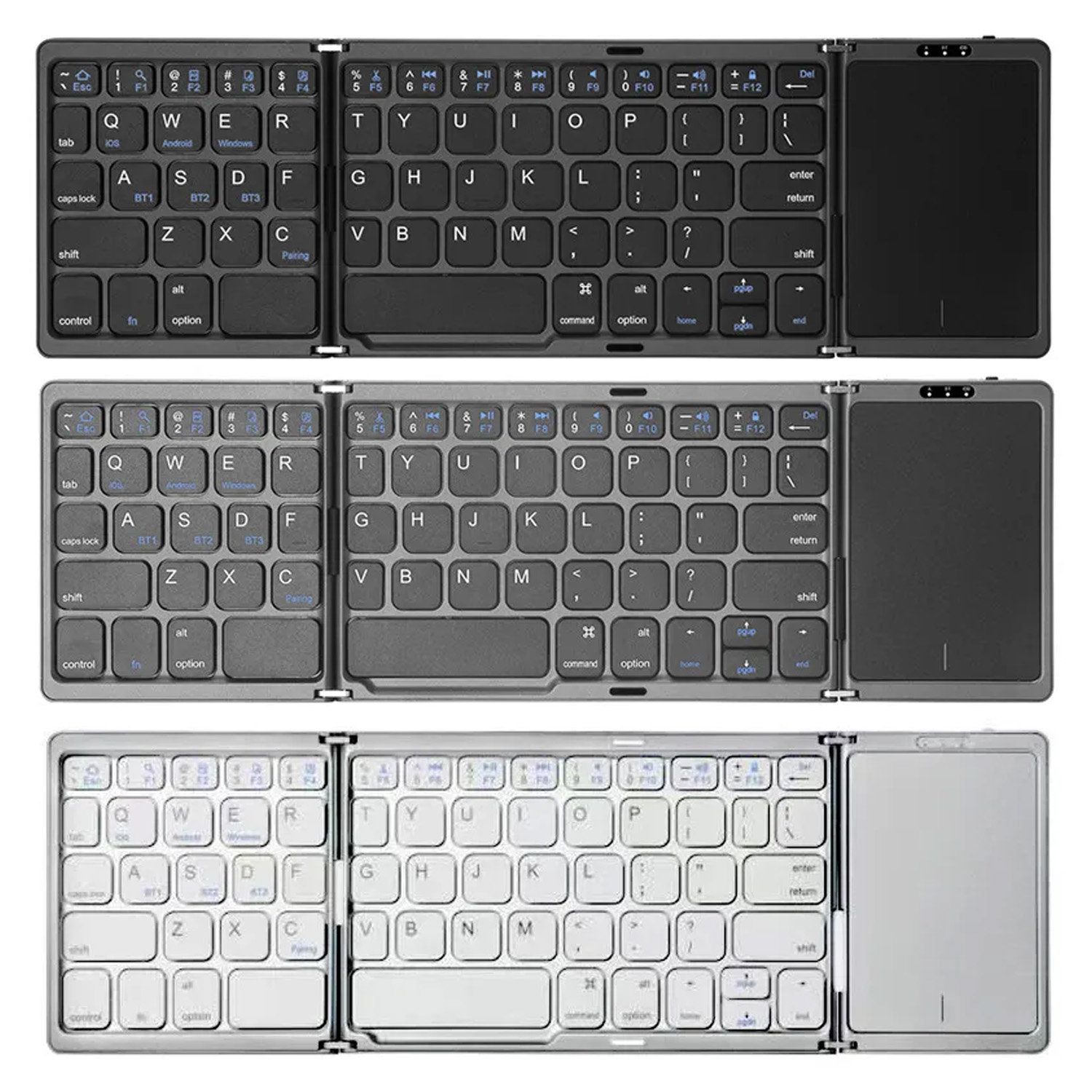 Gaming Keyboard Bluetooth - 3‑Fold Bluetooth Keyboard with Touchpad, Rechargeable