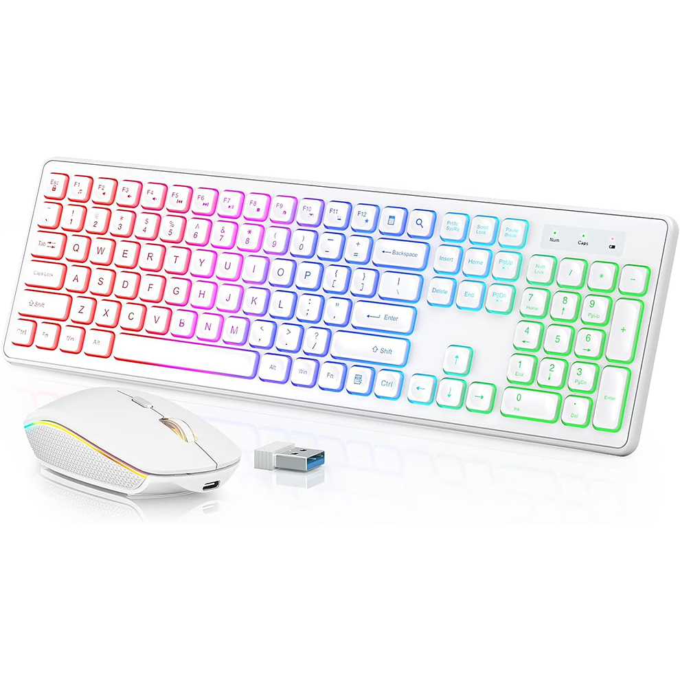 Gaming Keyboard And Mouse Combo - Backlit Wireless Keyboard and Mouse,Quiet Light