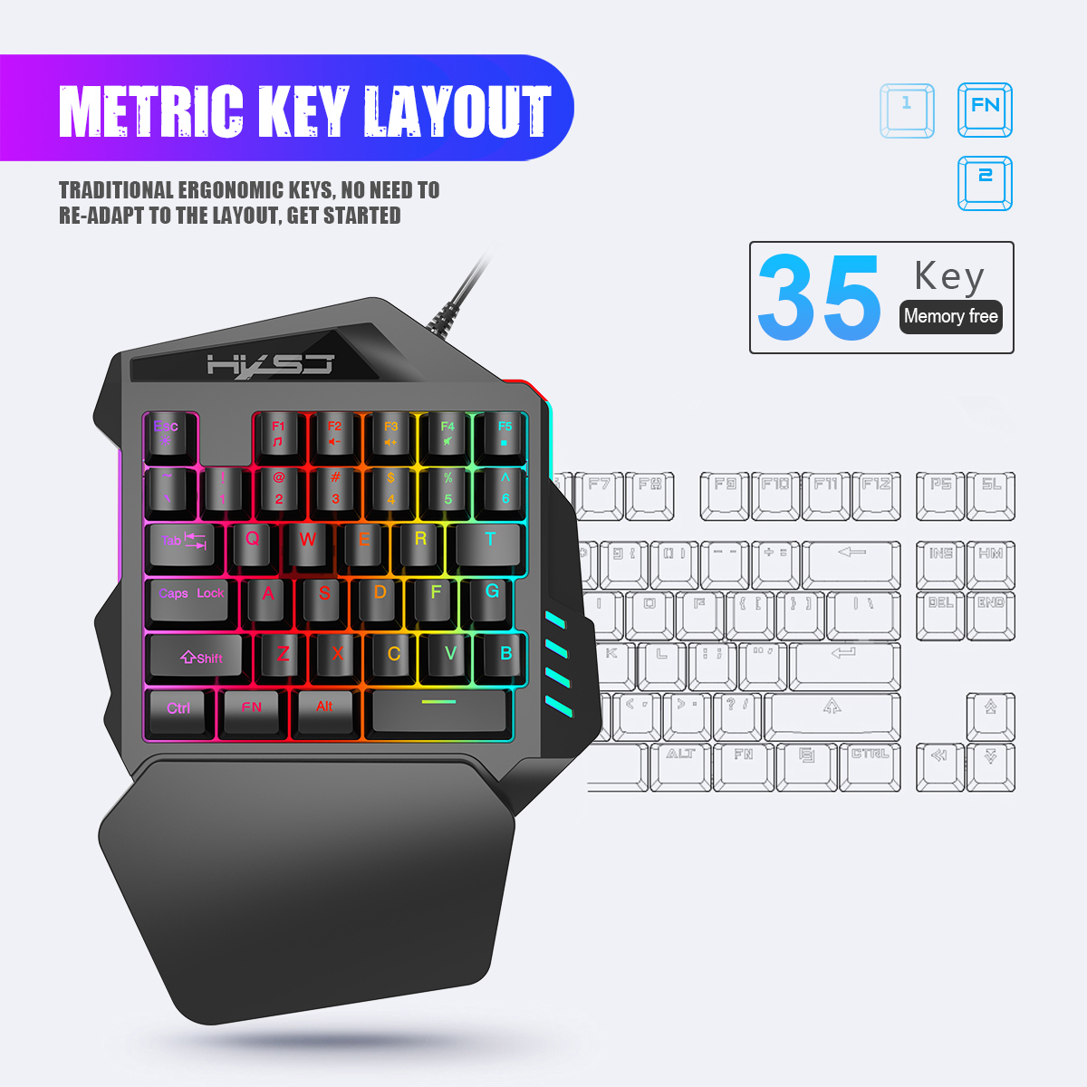 HXSJ V100 V100-2 35 Key Gaming - огляд і ціна Gaming Keyboard Mini