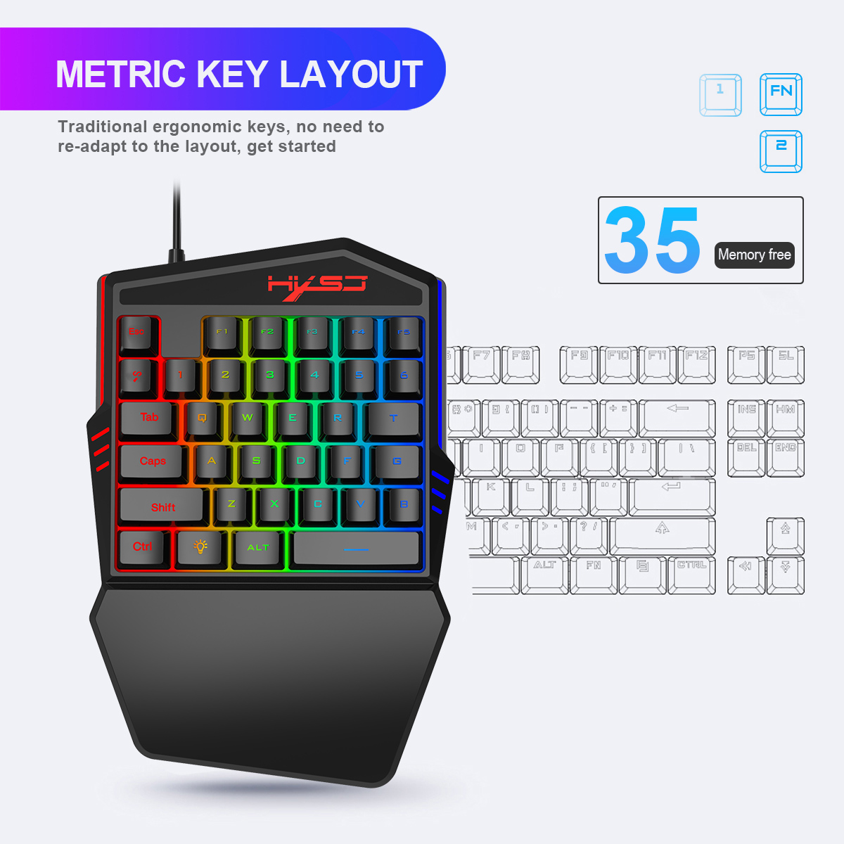 HXSJ V100 V100-2 35 Key Gaming - огляд і ціна Gaming Keyboard Mini