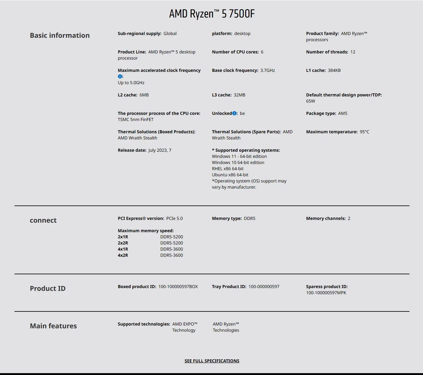 AMD Ryzen 5 7500F 3.7GHz 6-Cor - огляд і ціна Amd Cpu Ryzen 5