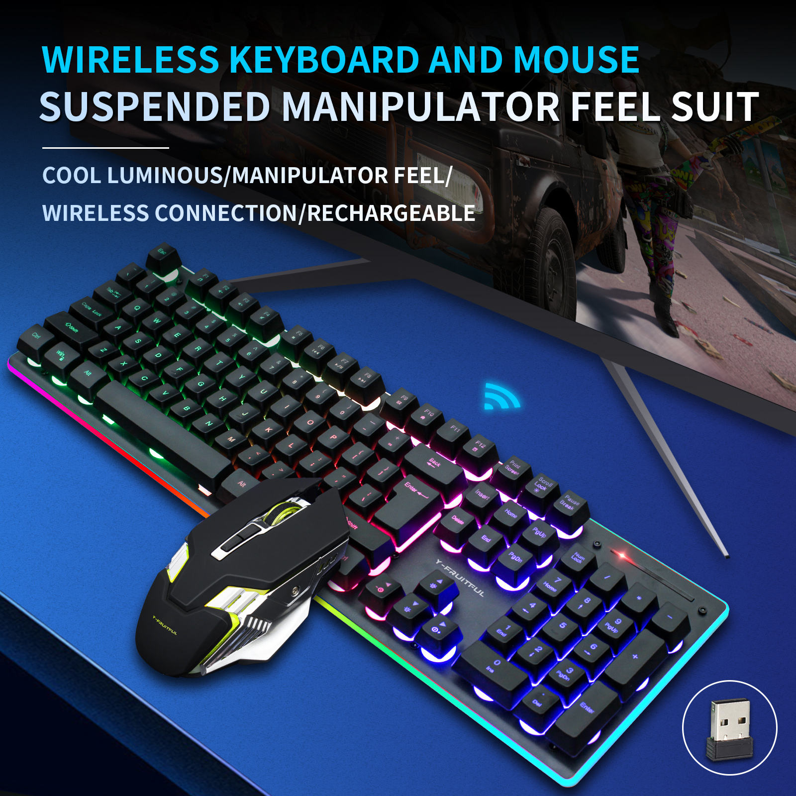 104 Keys RGB Computer Wireless - огляд і ціна Gaming Keyboard And Mouse Combo