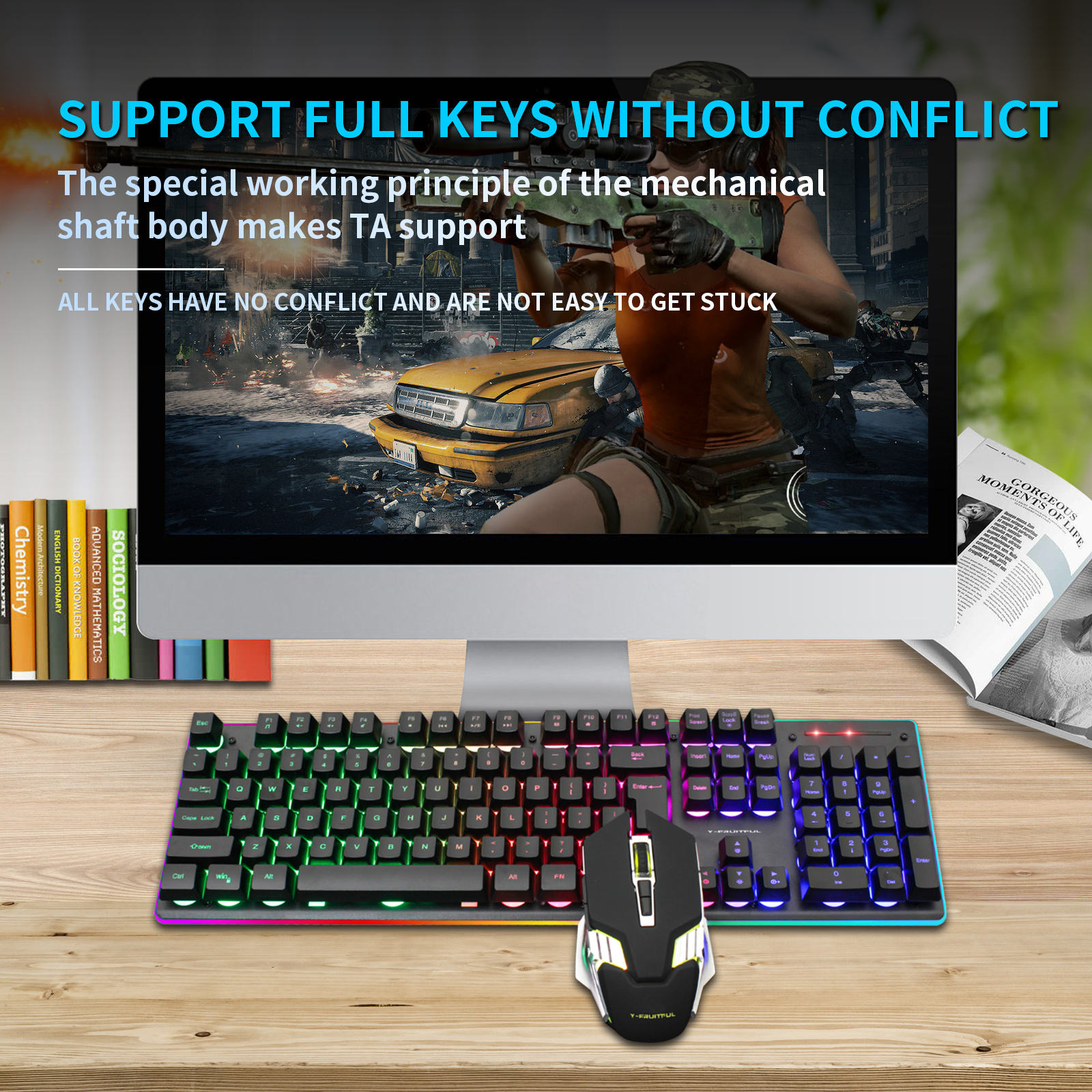 104 Keys RGB Computer Wireless - огляд і ціна Gaming Keyboard And Mouse Combo