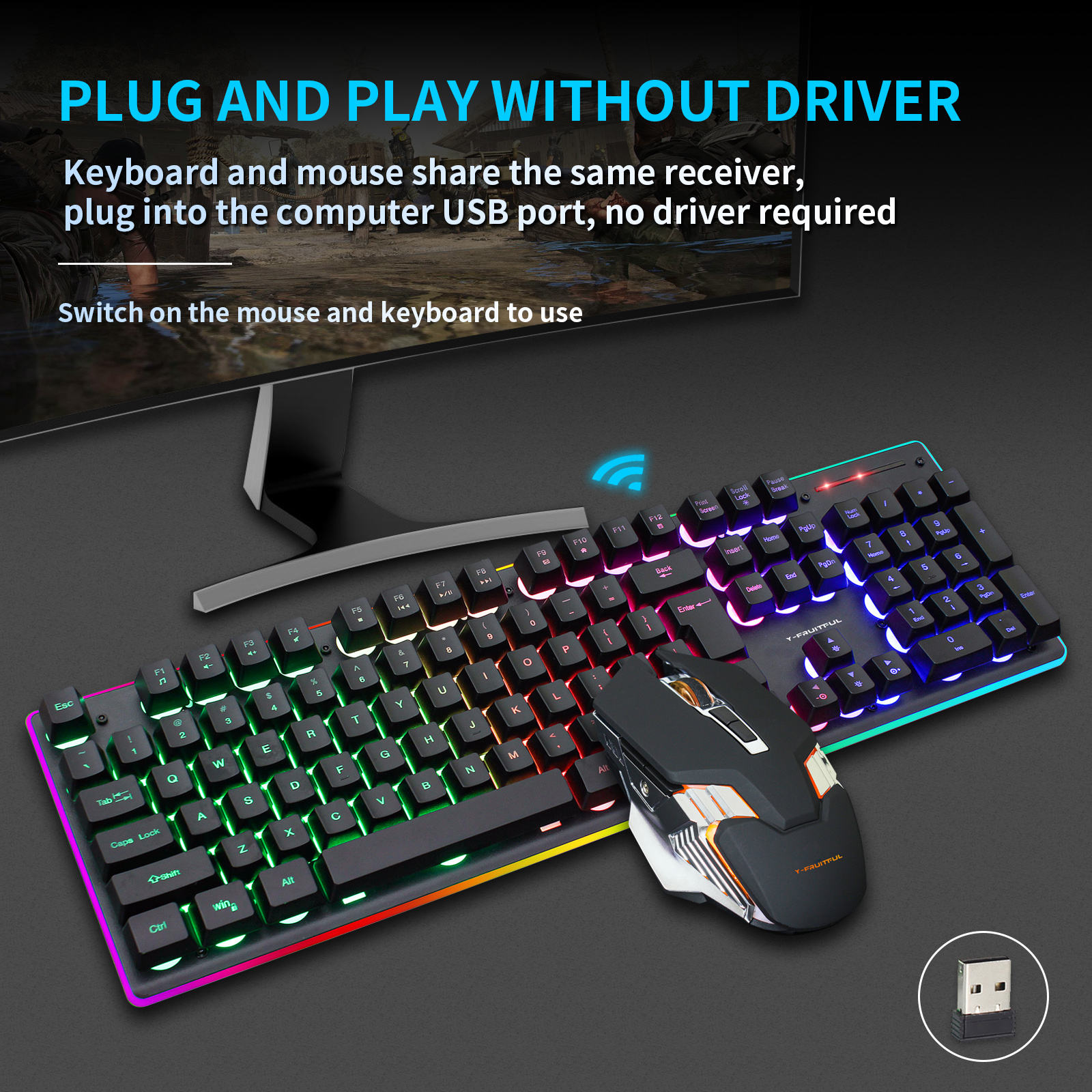 104 Keys RGB Computer Wireless - огляд і ціна Gaming Keyboard And Mouse Combo