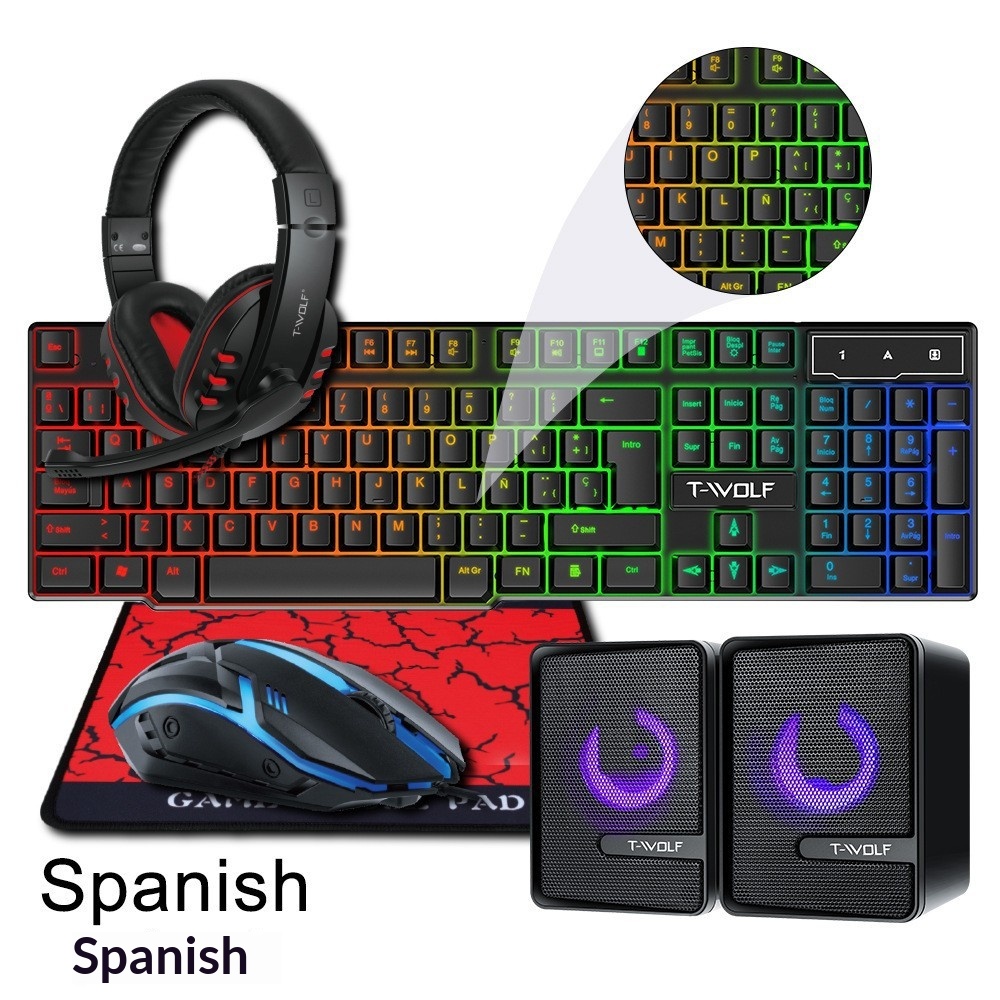 Spanish Russian Keyboard Layou - огляд і ціна Gaming Keyboard Mouse And Headset Combo