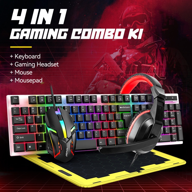 T-Wolf Tf240 4 In 1 Spanish Ga - огляд і ціна Gaming Keyboard Mouse And Headset Combo