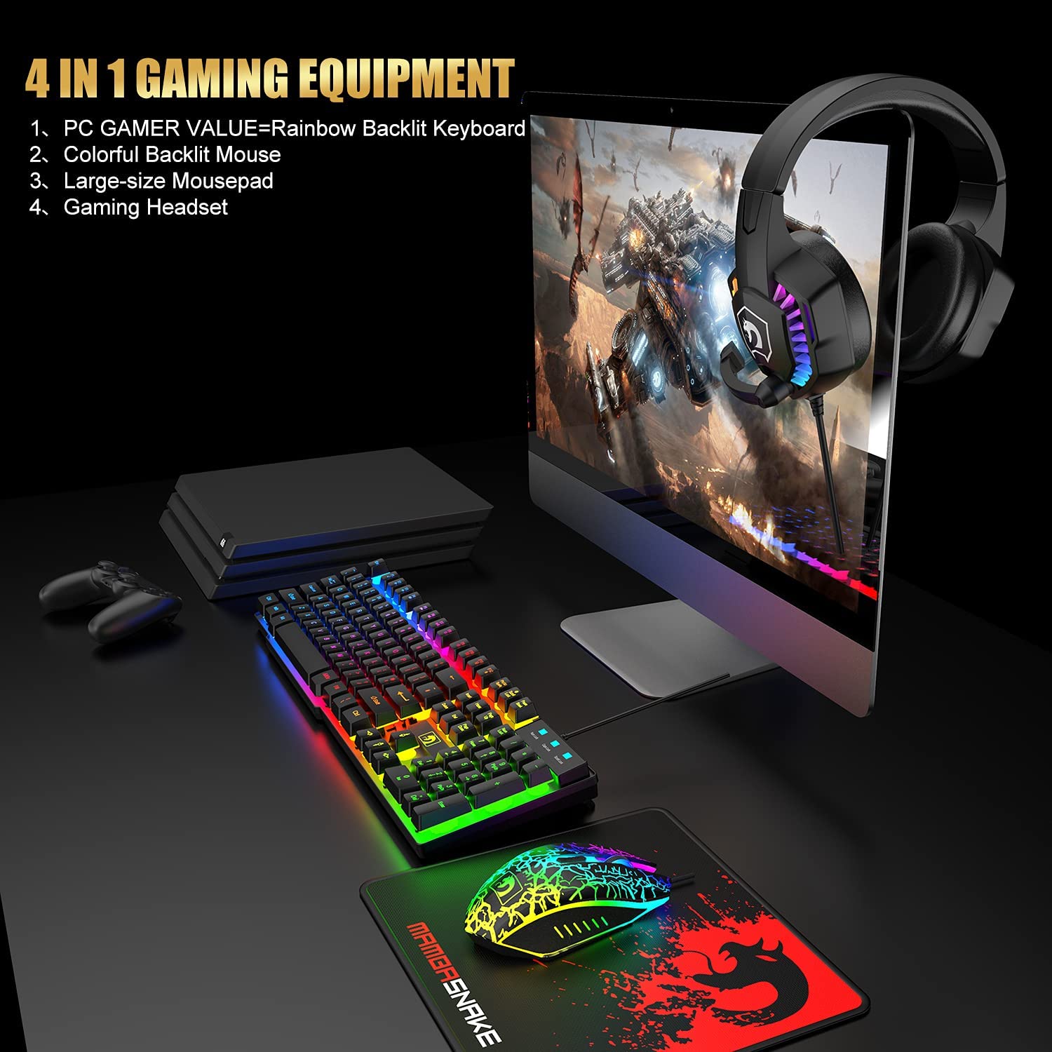 MAMBASNAKE X ZIYOULANG T11 UK  - огляд і ціна Gaming Keyboard Mouse And Headset Combo