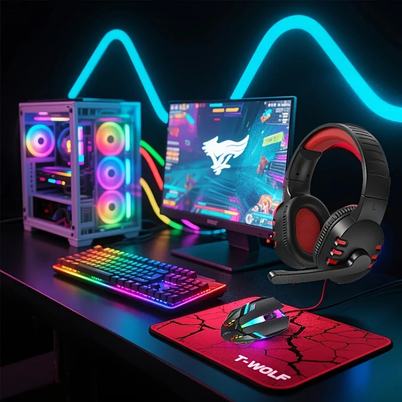 2026 4-In-1 Wired Gaming Keybo - огляд і ціна Gaming Keyboard Mouse And Headset Combo