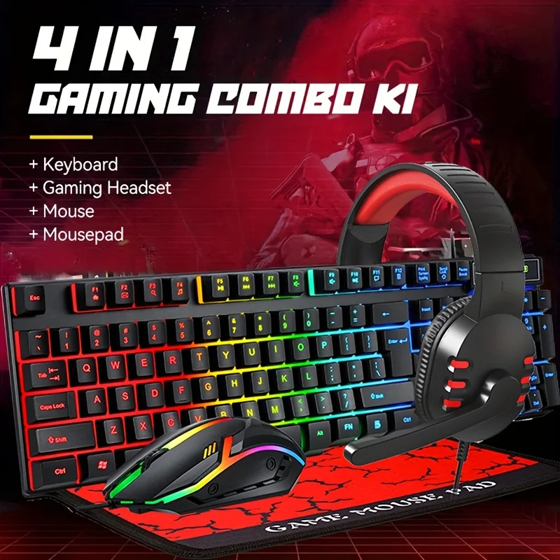 2026 4-In-1 Wired Gaming Keybo - огляд і ціна Gaming Keyboard Mouse And Headset Combo